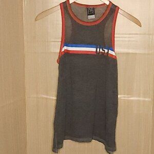 Modern Lux Grey USA Burnout Tank Top Medium